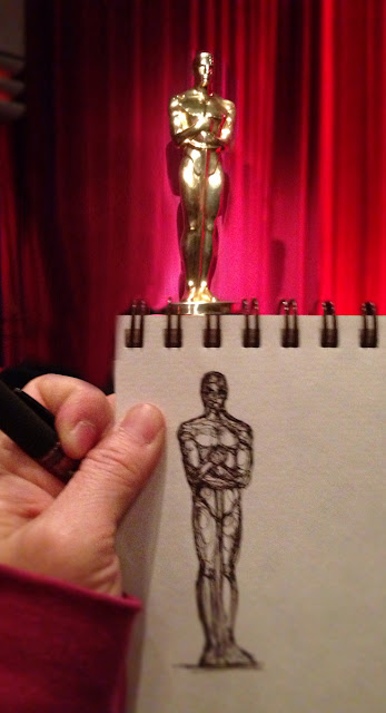 Shiho Nakaza sketching Oscars statue Los Angeles
