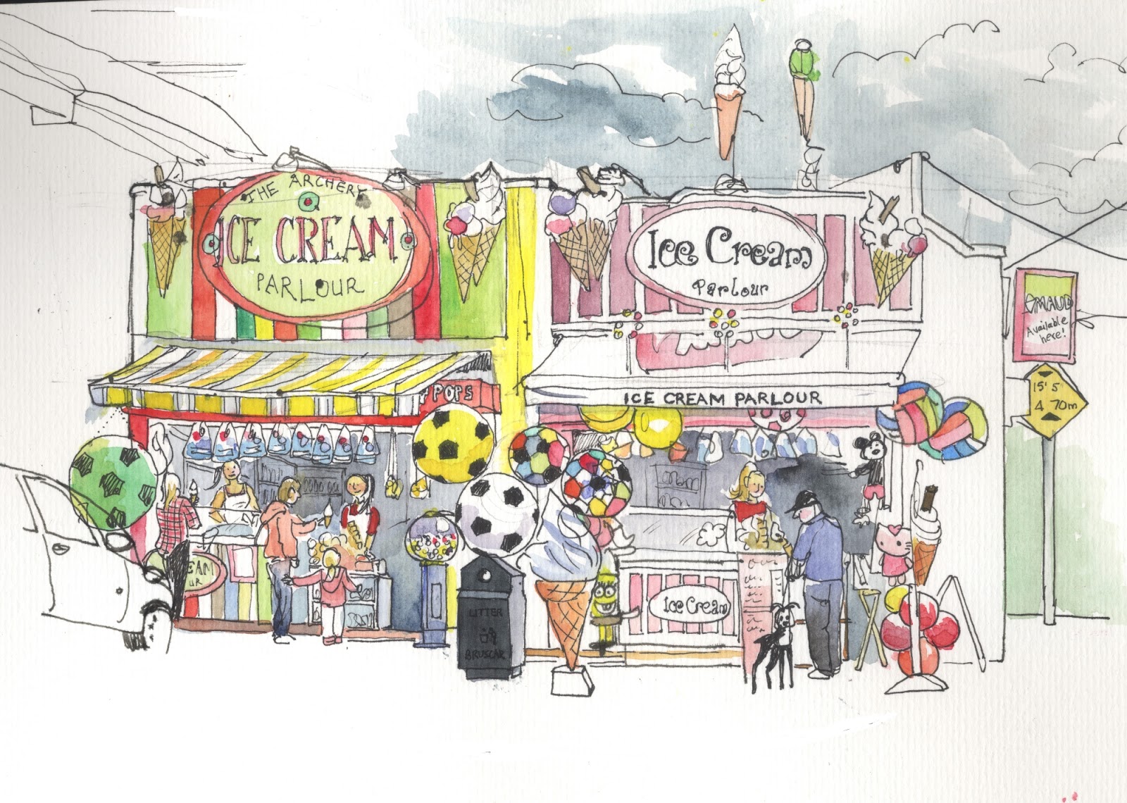 ice cream vendor drawing