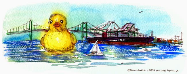 Shiho Nakaza "San Pedro" "rubber duck" "Los Angeles" "Tall Ships Festival" sketching watercolor ocean